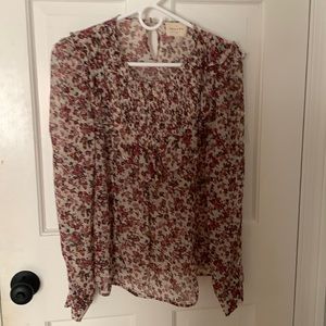 Sezane Blouse Miro size 34 (size 2) Imprime Bouquet Fond Beige pattern.